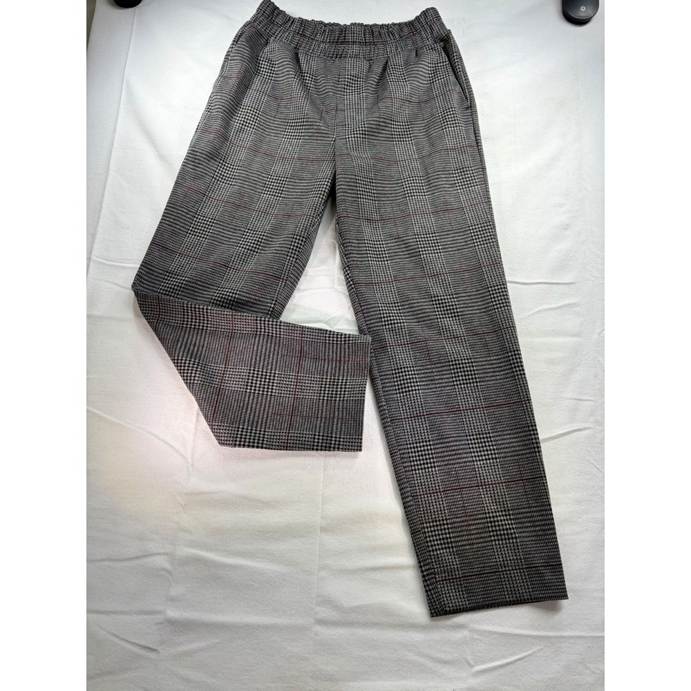 A New Day Women's Gray Plaid Elastic Waist High Rise Ankle Pants Size XS